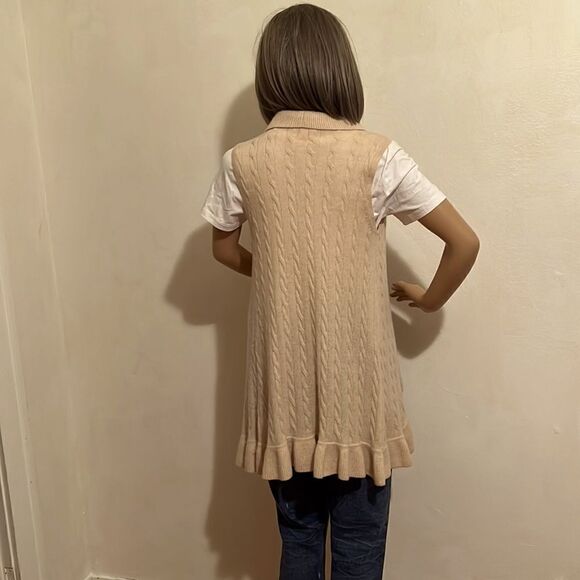 Lilly Pulitzer Cream 100% Cashmere Long Waterfall Ruffle Open Front Vest XS - Picture 4 of 9